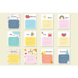 Cute and Colorful Monthly Desk Planning Calendar