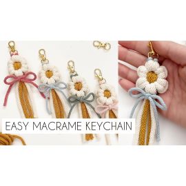 Macrame Daisy Keychain